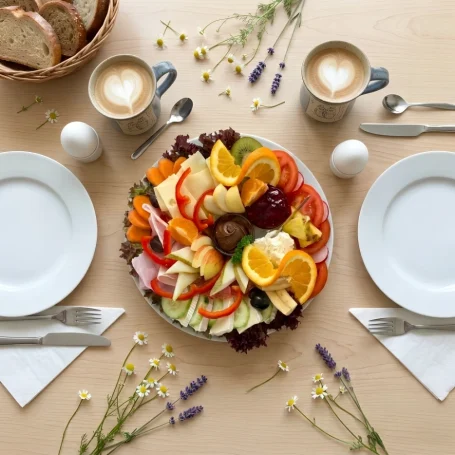 ♥ Schlemmern zu zweit in der Tübinger Altstadt ♥ Schlemmerfrühstück für 2 Personen im Café im Hirsch Tübingen mit Schinken, Salami, versch. Käsen, Nutella, Marmelade, Frischkäse, 2 Eier